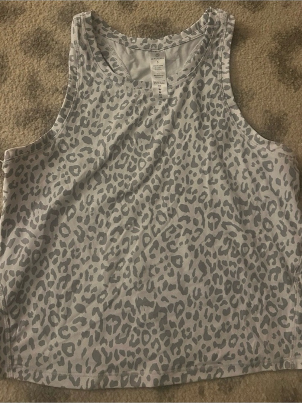 NWOT Altar'd State Light Gray Leopard Print Tank Top